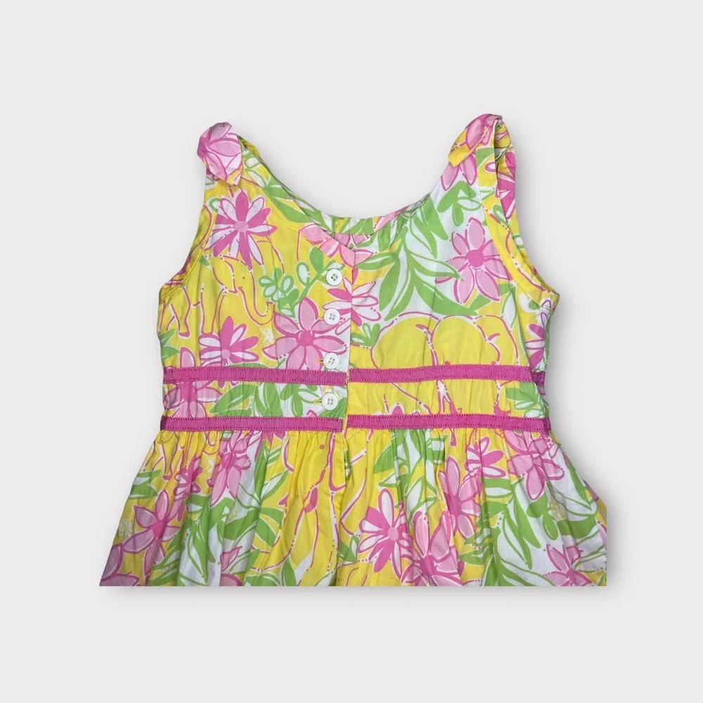 Lilly Pulitzer Sleeveless Yellow Floral Elephant Sleeveless Dress